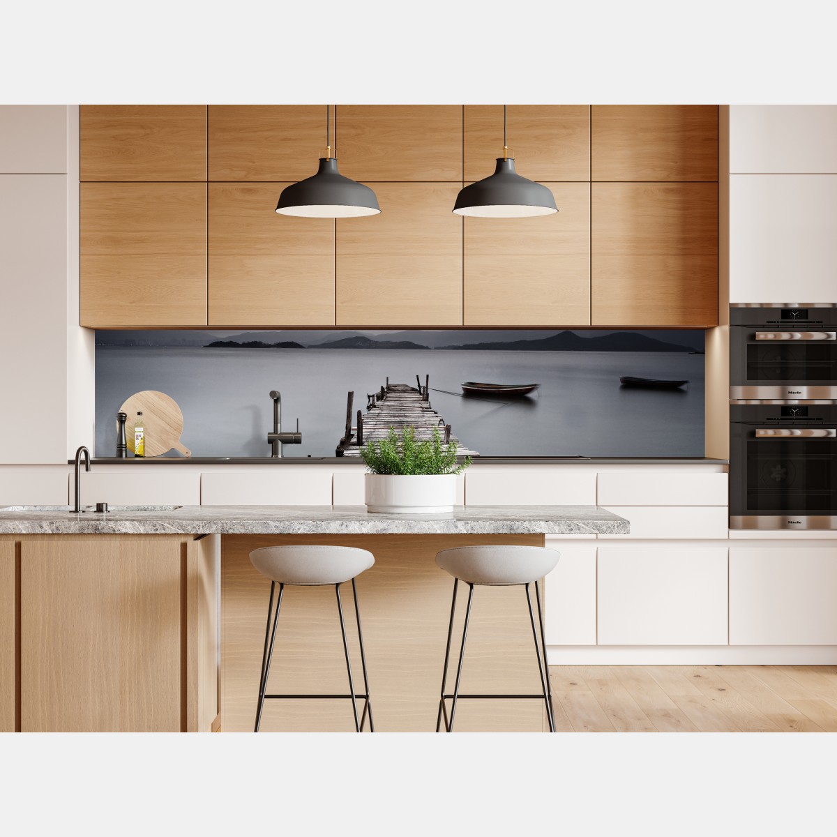 Naklejka repozycjonowalna ciche drewniane molo nad spokojnym morzem – Wallissimo® Naklejka repozycjonowalna ciche drewniane molo nad spokojnym morzem – Wallissimo®