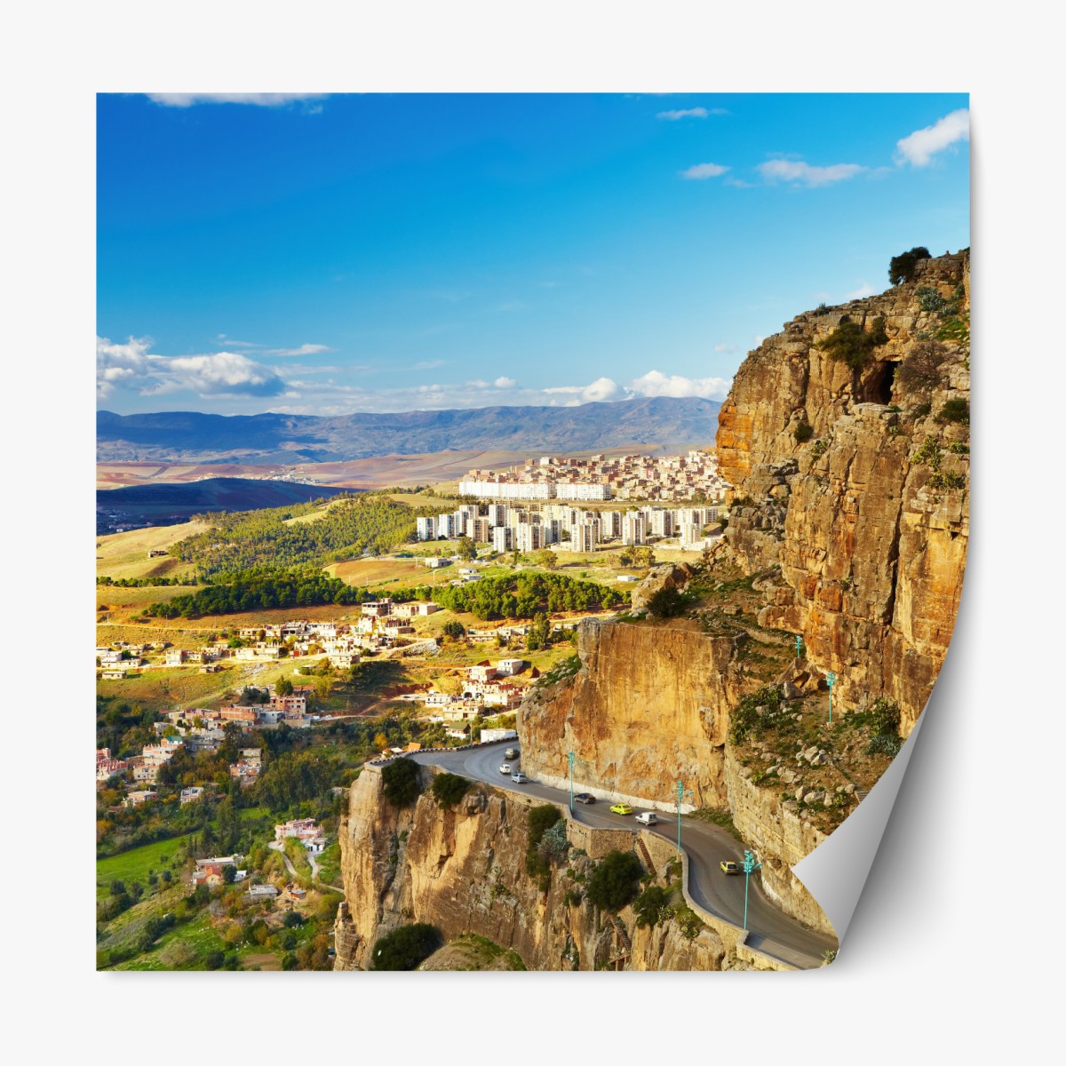 Repositionable sticker dramatic cliffs of Constantine cityscape