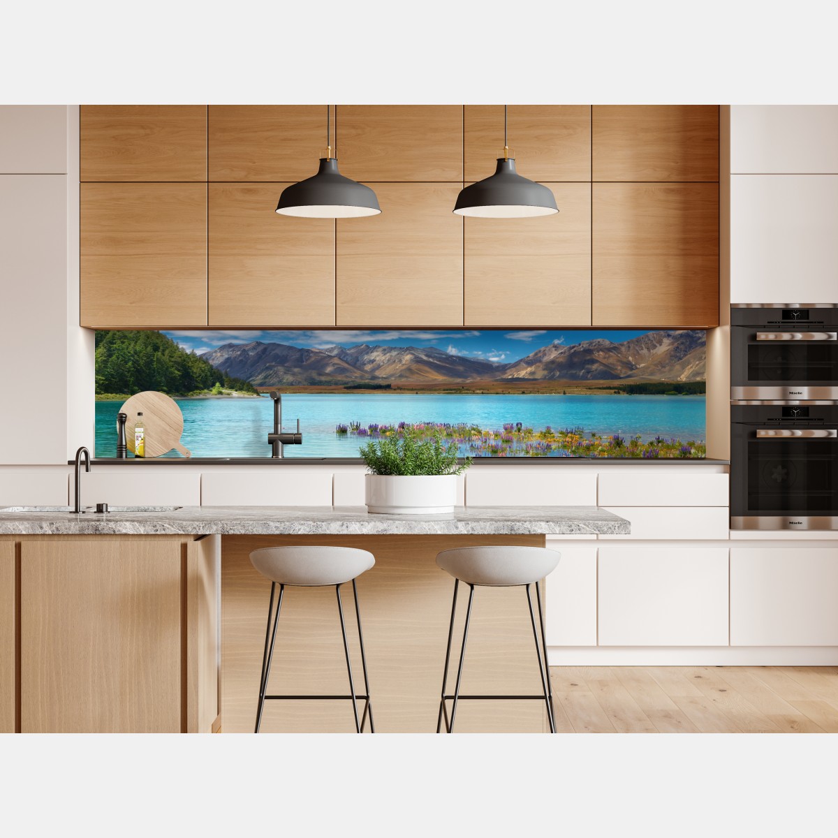 Naklejka repozycjonowalna Lake Tekapo łubinowy dywan nad turkusowym jeziorem – Wallissimo® Naklejka repozycjonowalna Lake Tekapo łubinowy dywan nad turkusowym jeziorem – Wallissimo®