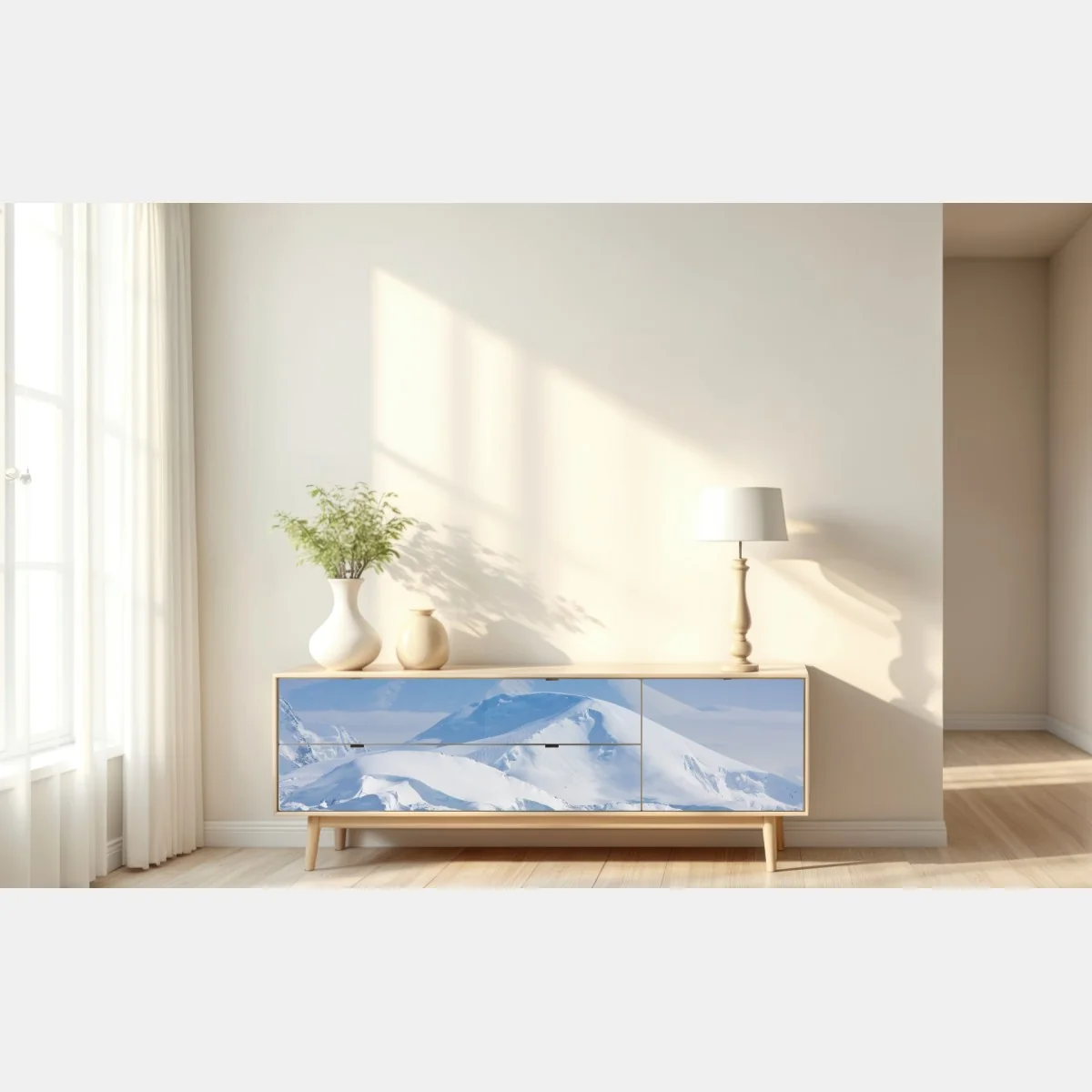 Naklejka repozycjonowalna śnieżna panorama górska – Wallissimo® Naklejka repozycjonowalna śnieżna panorama górska – Wallissimo®