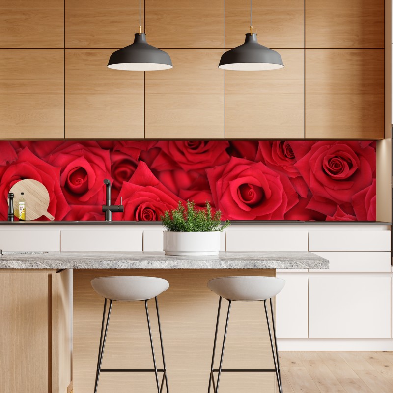 Naklejka repozycjonowalna żywe czerwone róże kolaż – Wallissimo® Naklejka repozycjonowalna żywe czerwone róże kolaż – Wallissimo®