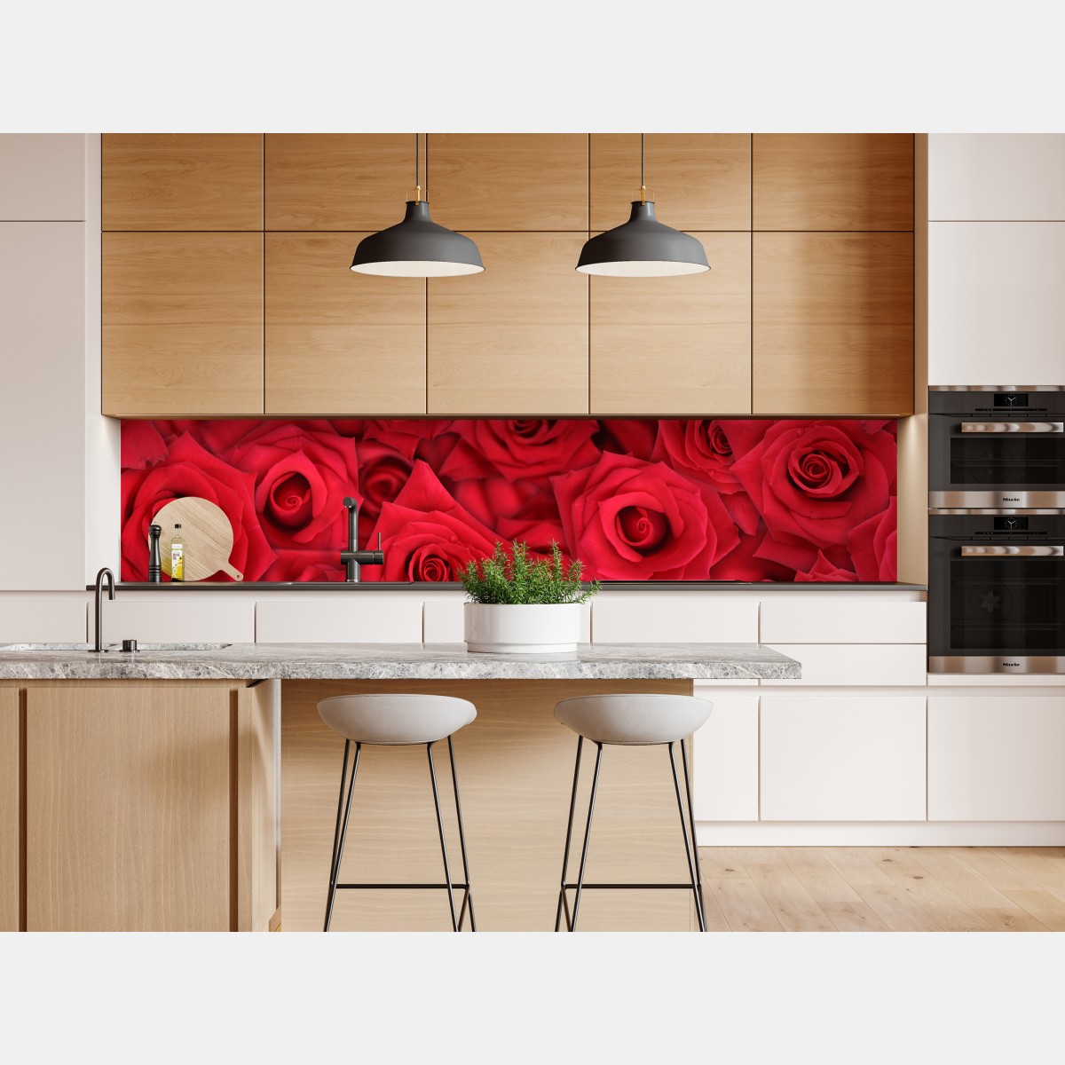 Naklejka repozycjonowalna żywe czerwone róże kolaż – Wallissimo® Naklejka repozycjonowalna żywe czerwone róże kolaż – Wallissimo®