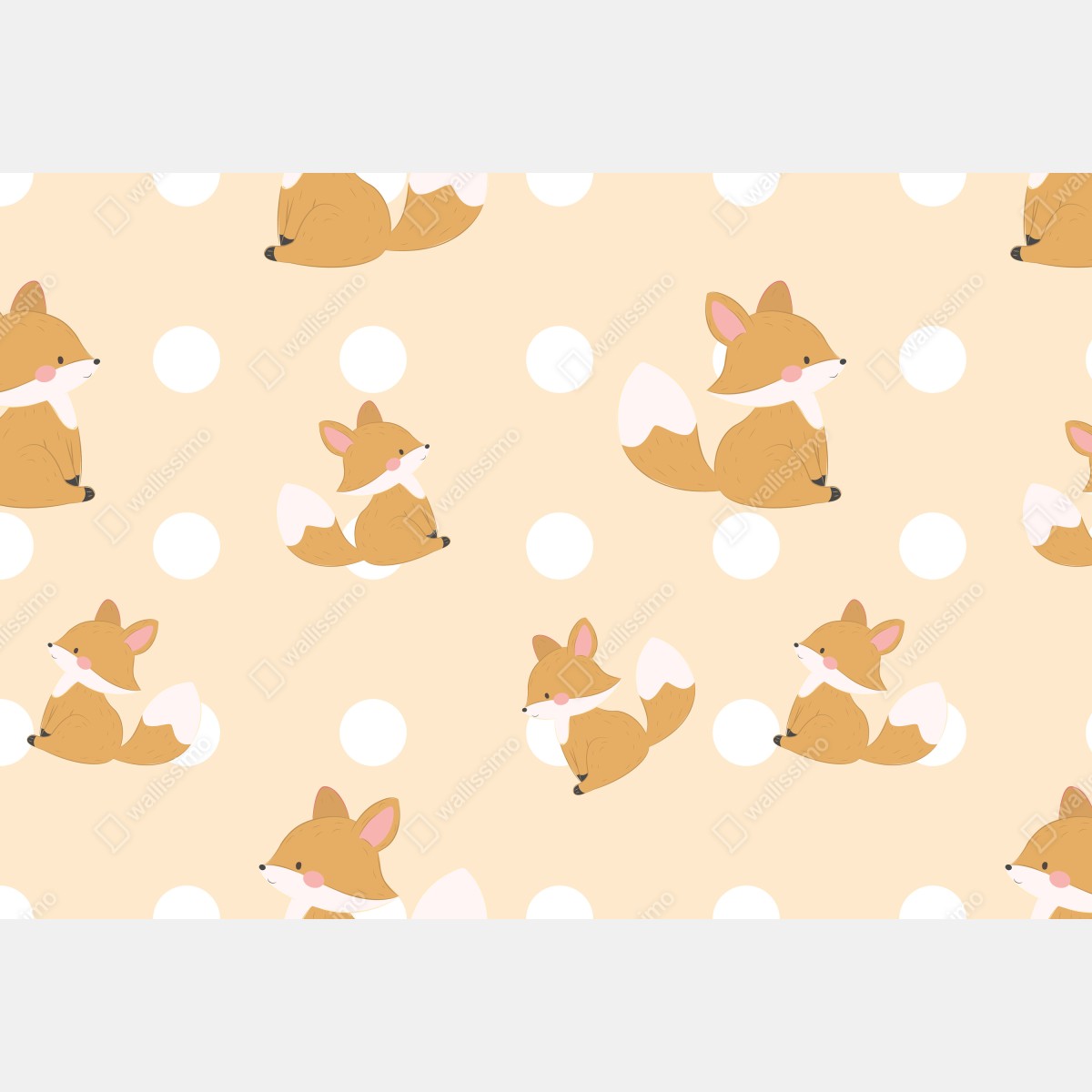 Naklejka repozycjonowalna wzór z uroczymi lisami w pastelowym beżu – Wallissimo® Naklejka repozycjonowalna wzór z uroczymi lisami w pastelowym beżu – Wallissimo®