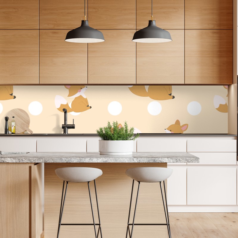 Naklejka repozycjonowalna wzór z uroczymi lisami w pastelowym beżu – Wallissimo® Naklejka repozycjonowalna wzór z uroczymi lisami w pastelowym beżu – Wallissimo®