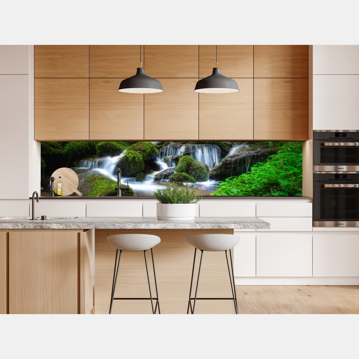 Naklejka repozycjonowalna spokojny mechowy wodospad w lesie – Wallissimo® Naklejka repozycjonowalna spokojny mechowy wodospad w lesie – Wallissimo®