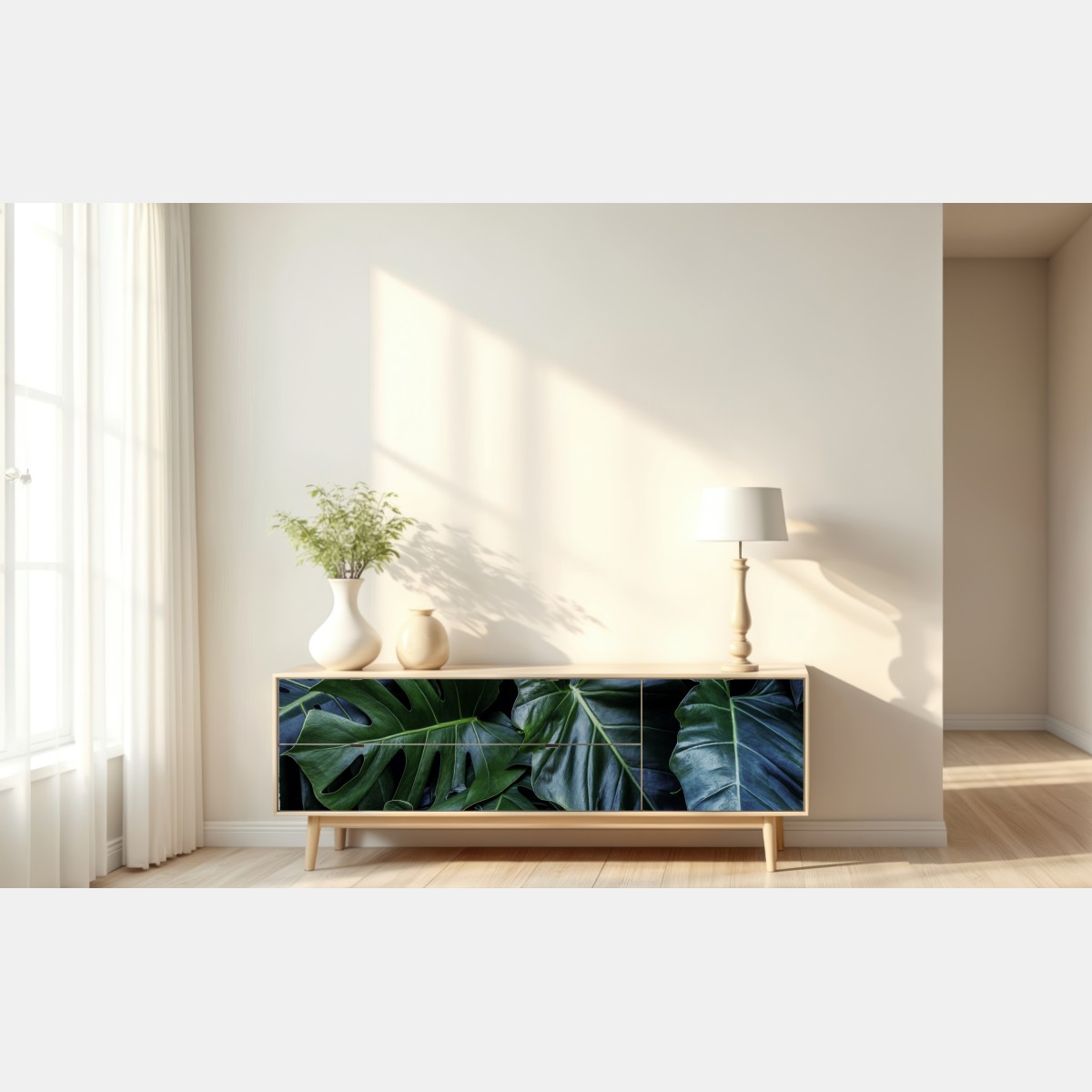 Naklejka repozycjonowalna bujna tropikalna monstera – Wallissimo® Naklejka repozycjonowalna bujna tropikalna monstera – Wallissimo®