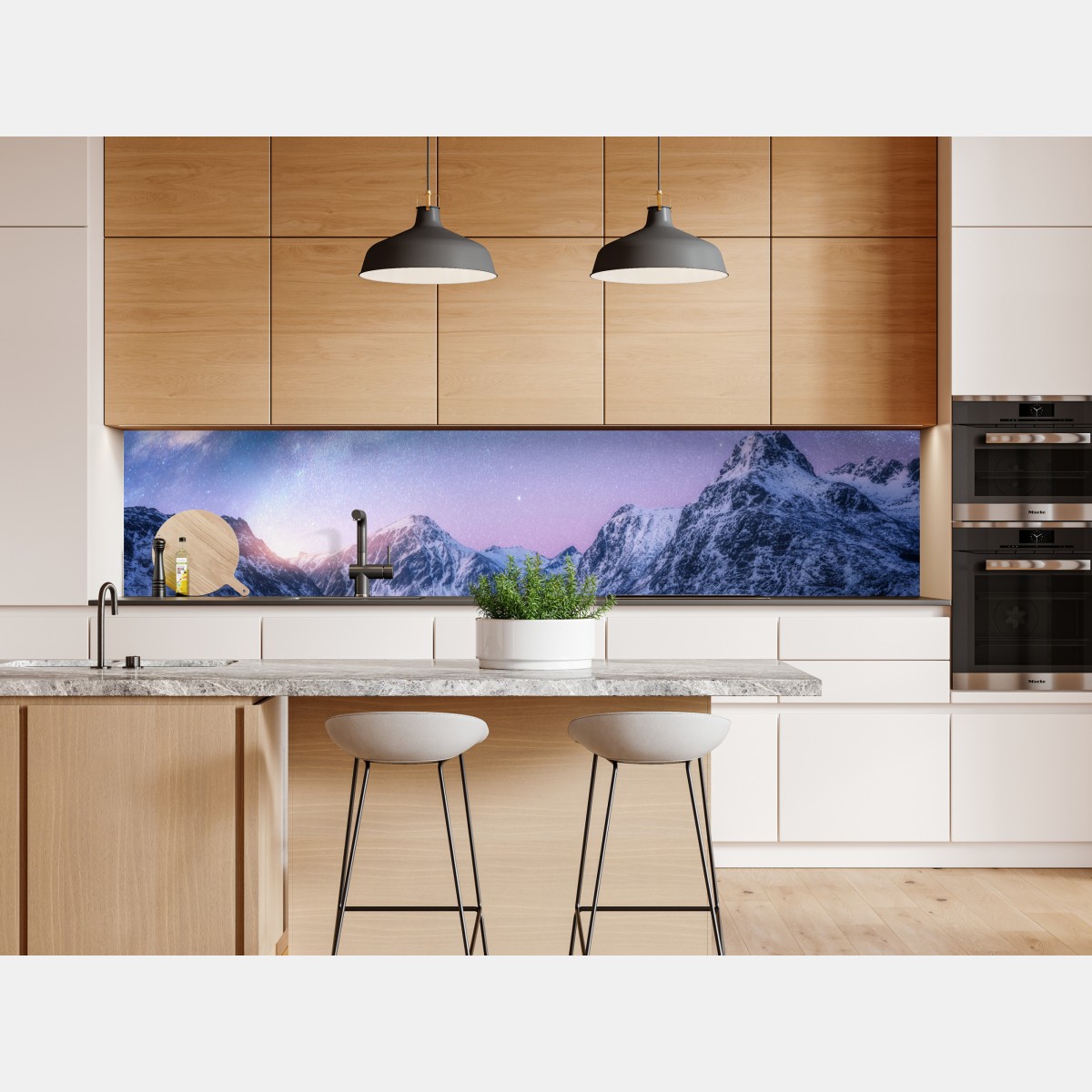 Naklejka repozycjonowalna spokojna arktyczna noc w górach pod drogą mleczną – Wallissimo® Naklejka repozycjonowalna spokojna arktyczna noc w górach pod drogą mleczną – Wallissimo®