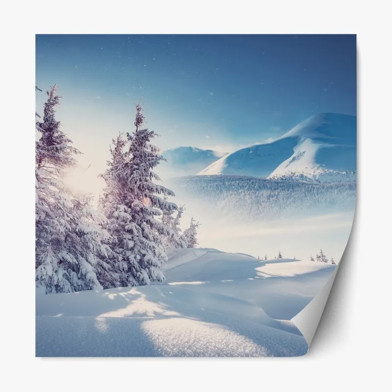 Naklejka repozycjonowalna majestatyczny zimowy krajobraz Karpat