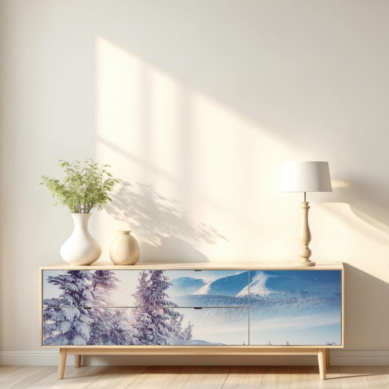 Naklejka repozycjonowalna majestatyczny zimowy krajobraz Karpat – Wallissimo® Naklejka repozycjonowalna majestatyczny zimowy krajobraz Karpat – Wallissimo®