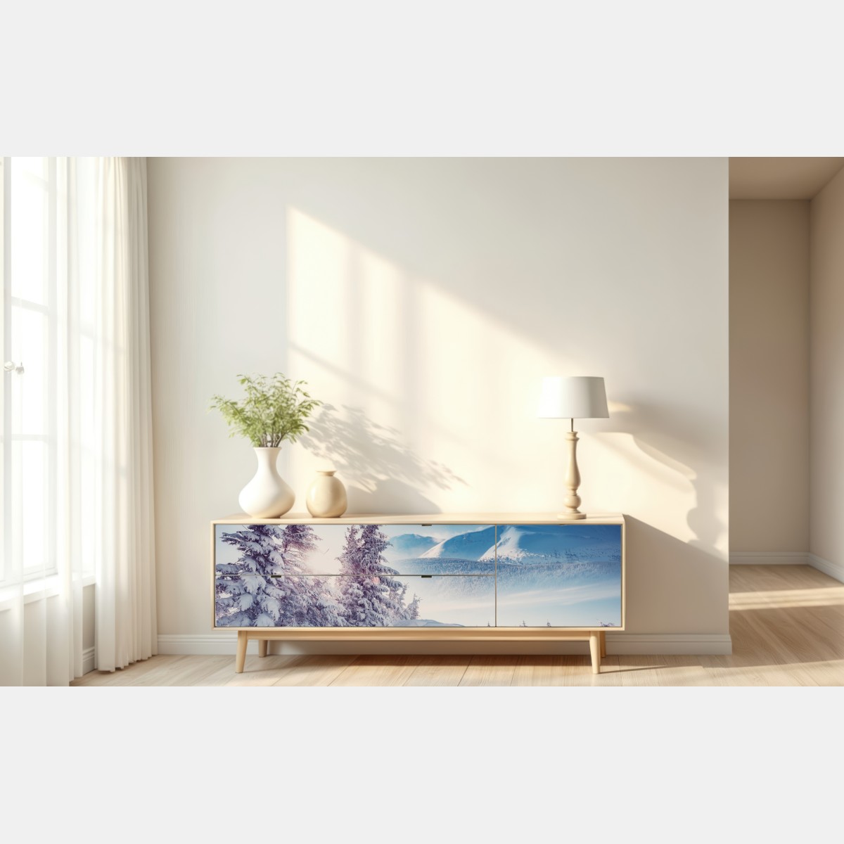 Naklejka repozycjonowalna majestatyczny zimowy krajobraz Karpat – Wallissimo® Naklejka repozycjonowalna majestatyczny zimowy krajobraz Karpat – Wallissimo®