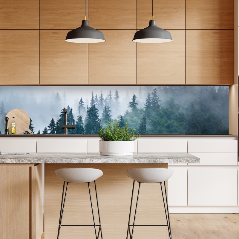 Naklejka repozycjonowalna mglisty las iglasty – Wallissimo® Naklejka repozycjonowalna mglisty las iglasty – Wallissimo®