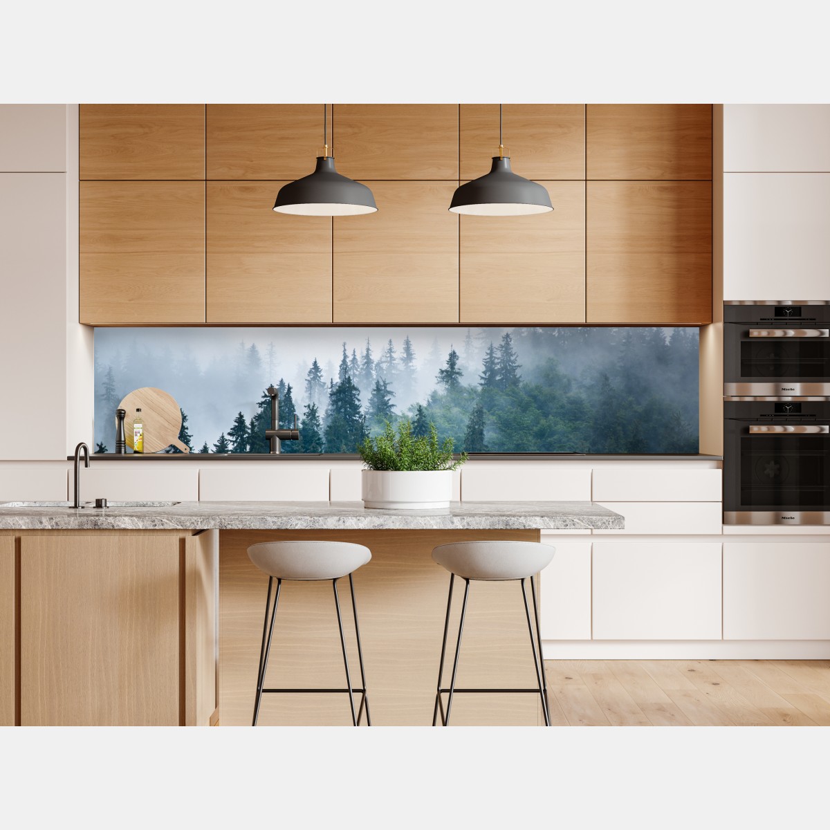 Naklejka repozycjonowalna mglisty las iglasty – Wallissimo® Naklejka repozycjonowalna mglisty las iglasty – Wallissimo®