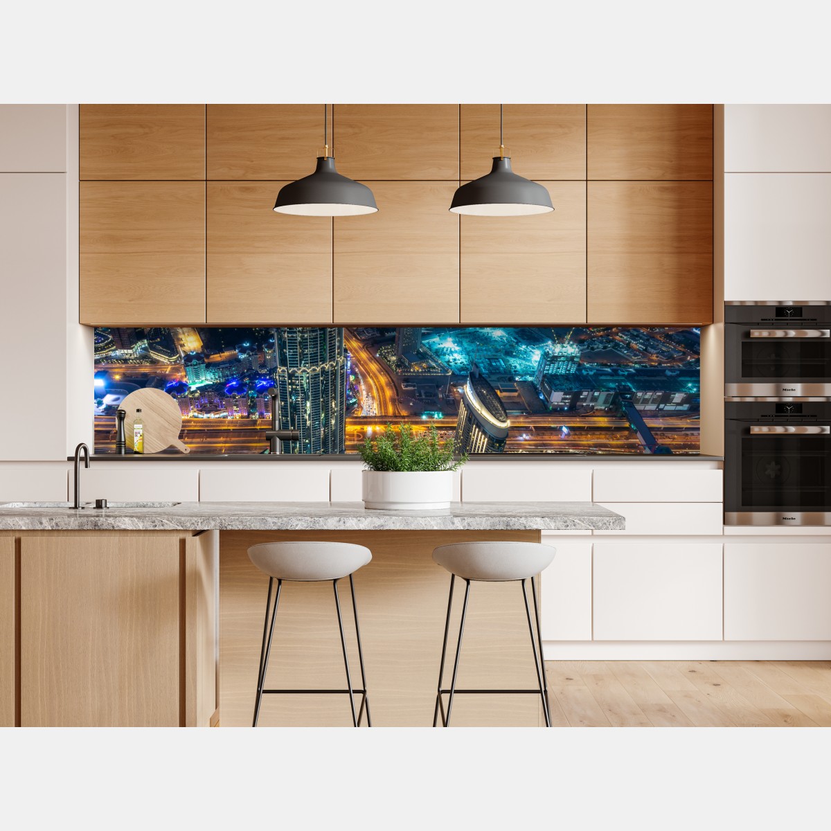 Naklejka repozycjonowalna Dubaj nocna panorama z Burj Khalifa – Wallissimo® Naklejka repozycjonowalna Dubaj nocna panorama z Burj Khalifa – Wallissimo®