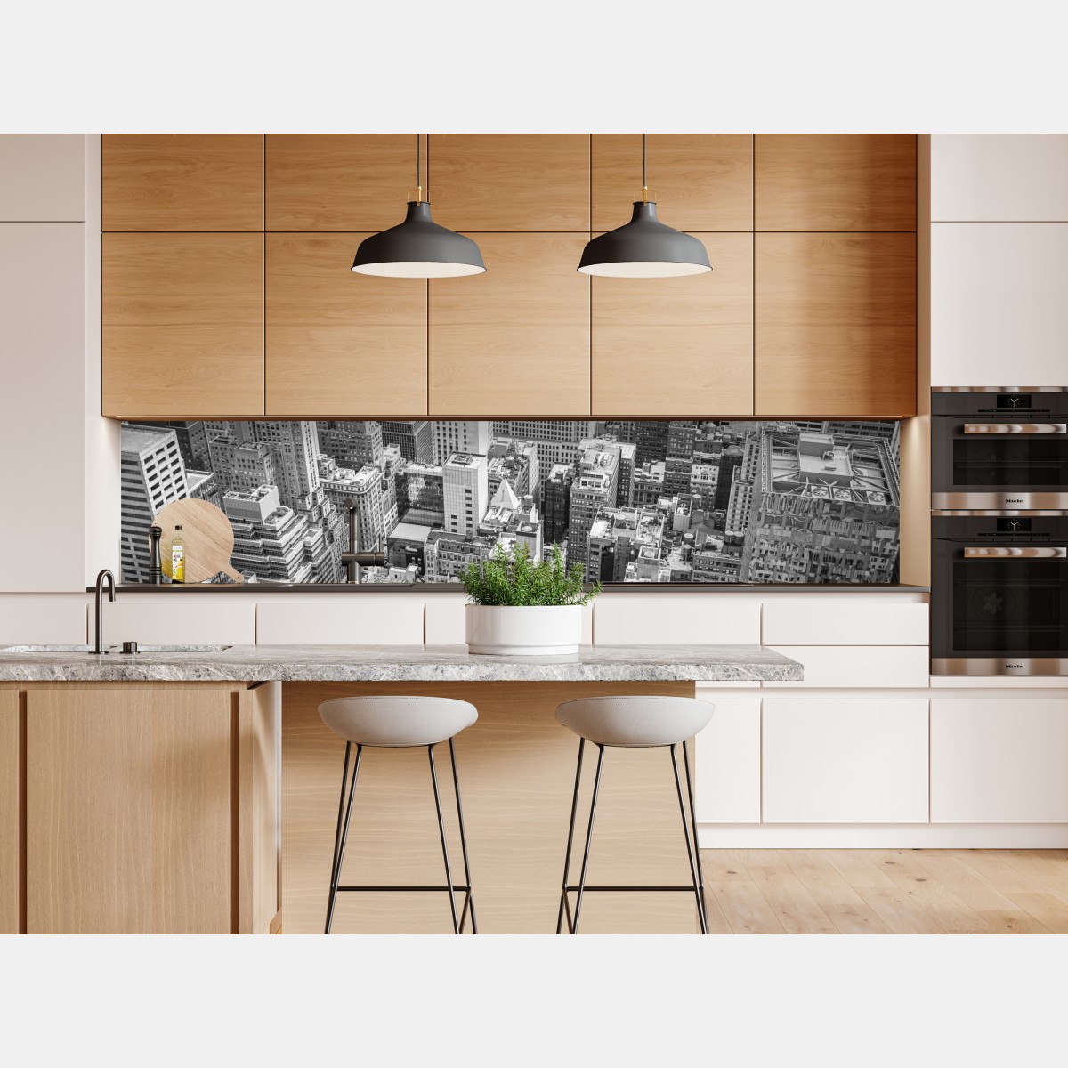 Naklejka repozycjonowalna lotnicza panorama miasta w odcieniach szarości – Wallissimo® Naklejka repozycjonowalna lotnicza panorama miasta w odcieniach szarości – Wallissimo®