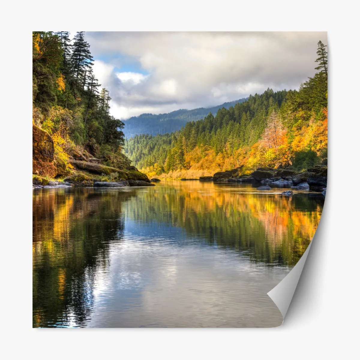 Naklejka repozycjonowalna Rogue River jesienne odbicia – Wallissimo® Naklejka repozycjonowalna Rogue River jesienne odbicia – Wallissimo®