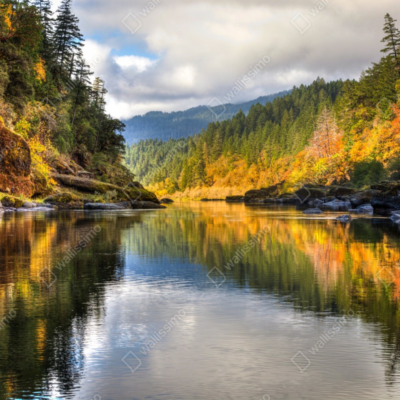 Naklejka repozycjonowalna Rogue River jesienne odbicia – Wallissimo® Naklejka repozycjonowalna Rogue River jesienne odbicia – Wallissimo®