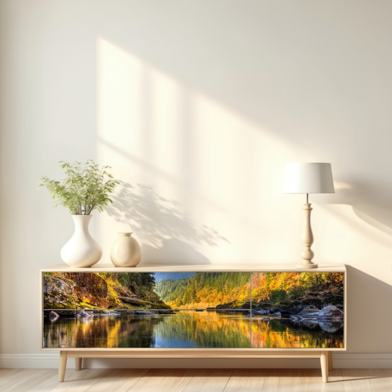 Naklejka repozycjonowalna Rogue River jesienne odbicia – Wallissimo® Naklejka repozycjonowalna Rogue River jesienne odbicia – Wallissimo®