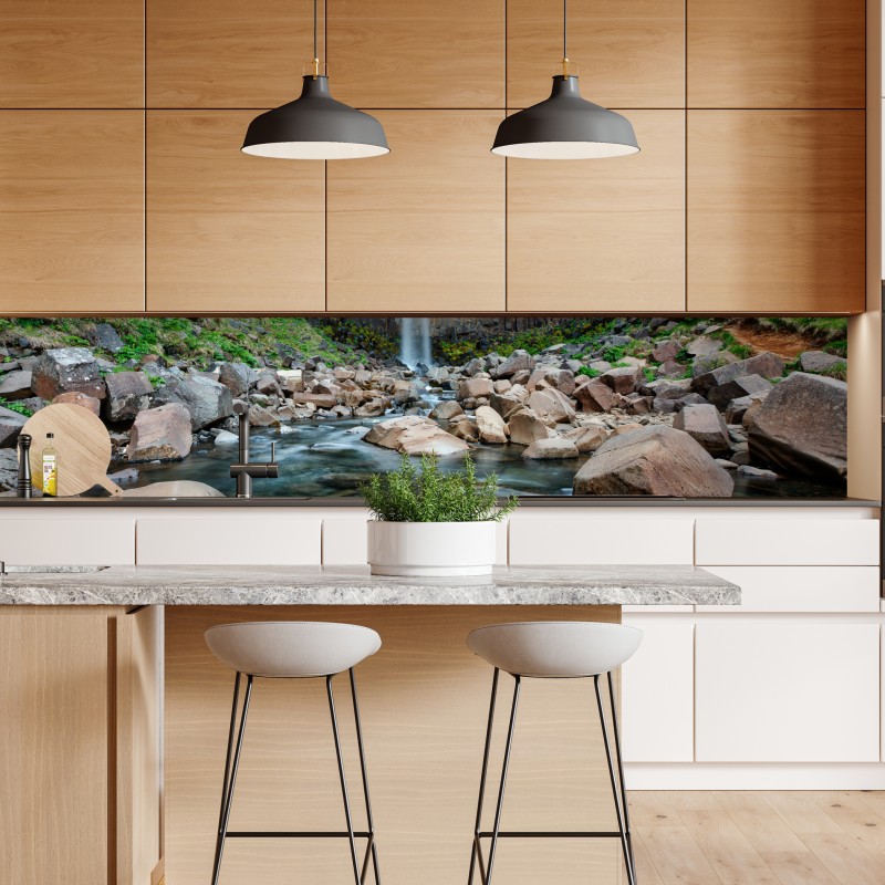 Naklejka repozycjonowalna imponujący wodospad wśród bazaltowych klifów – Wallissimo® Naklejka repozycjonowalna imponujący wodospad wśród bazaltowych klifów – Wallissimo®