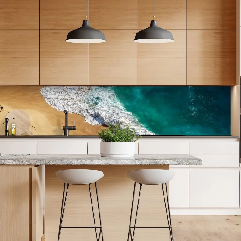 Naklejka repozycjonowalna turkusowe fale na plaży Kelingking – Wallissimo® Naklejka repozycjonowalna turkusowe fale na plaży Kelingking – Wallissimo®