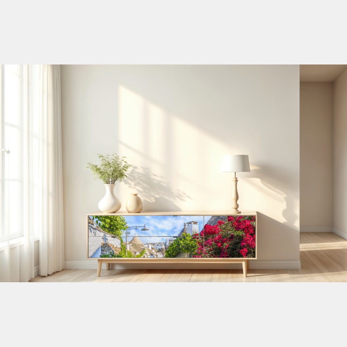 Naklejka repozycjonowalna Alberobello trulli malownicza uliczka – Wallissimo® Naklejka repozycjonowalna Alberobello trulli malownicza uliczka – Wallissimo®