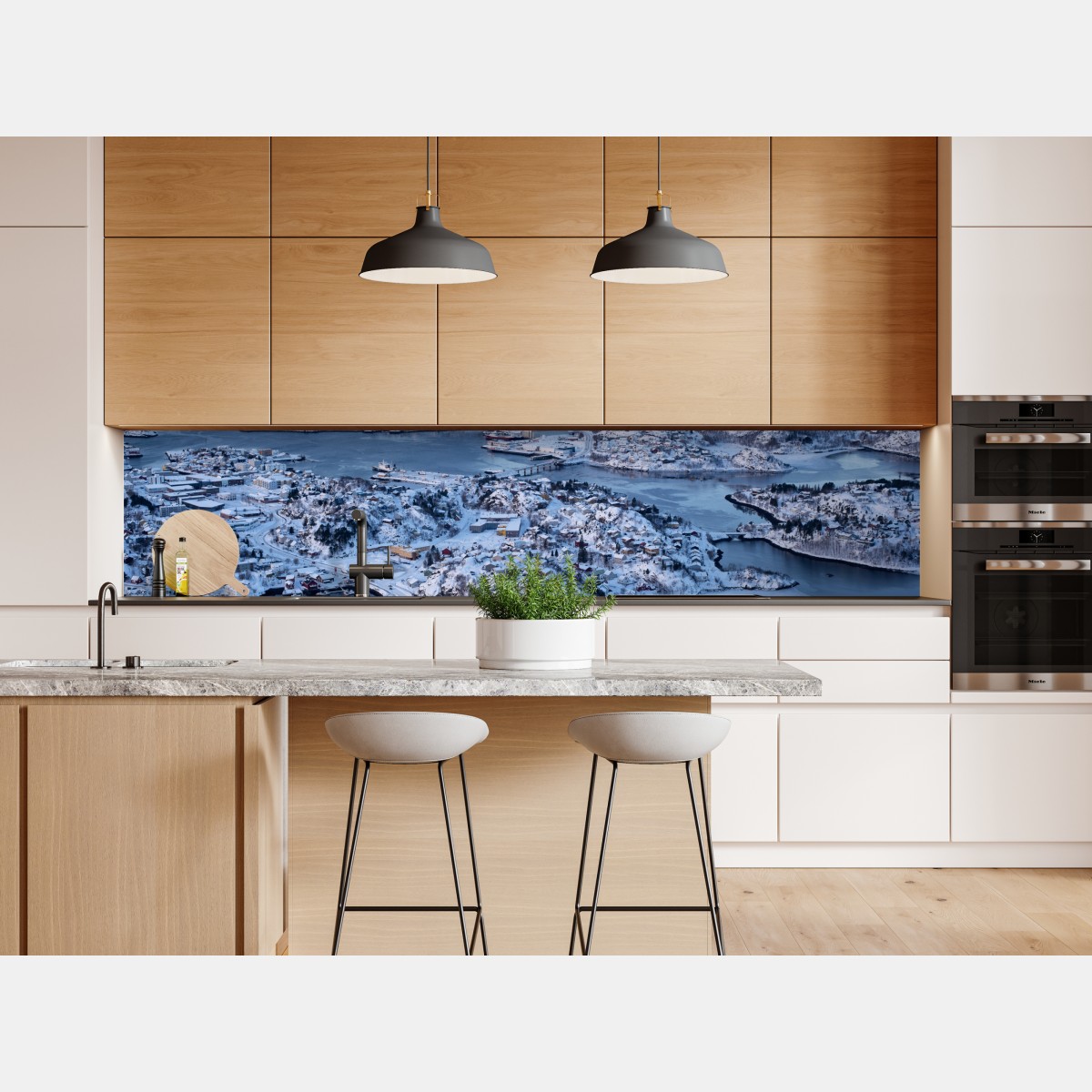 Naklejka repozycjonowalna zimowy widok lotniczy portu Svolvaer, Norwegia – Wallissimo® Naklejka repozycjonowalna zimowy widok lotniczy portu Svolvaer, Norwegia – Wallissimo®