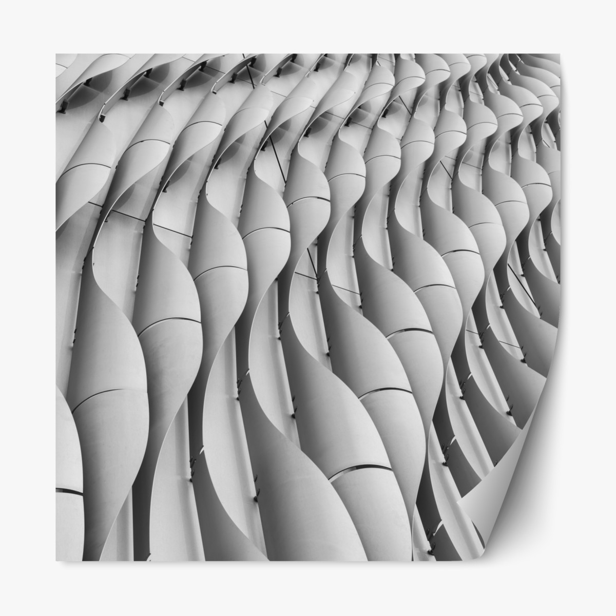 Repositionable sticker architectural wave pattern in grayscale