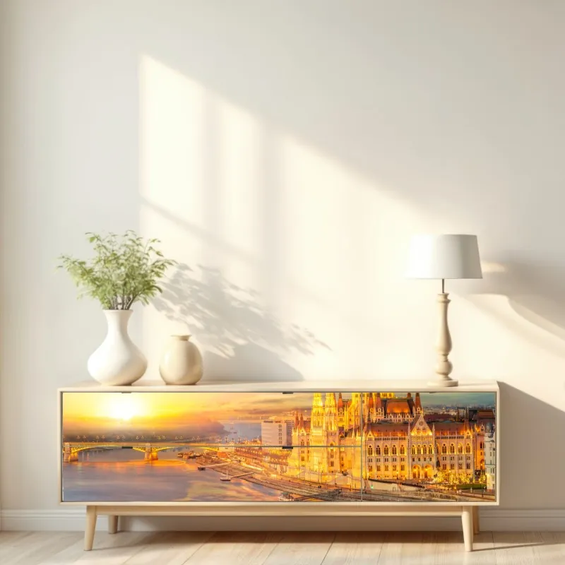 Naklejka repozycjonowalna Tower Bridge odbicie w odcieniach szarości – Wallissimo®