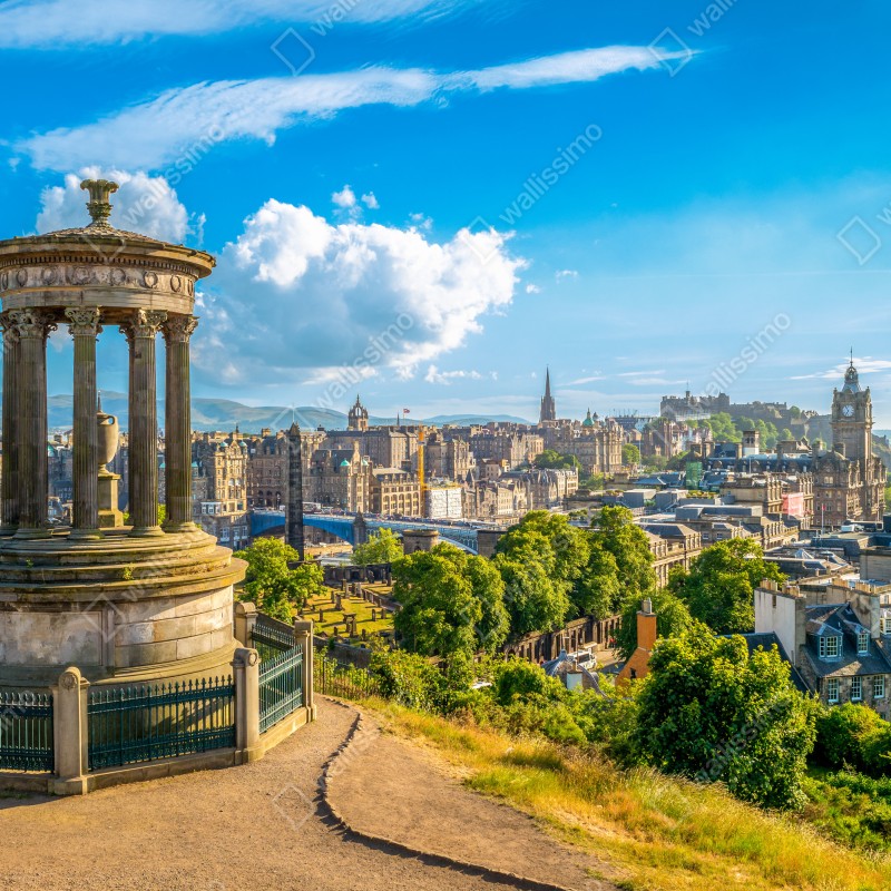 Naklejka repozycjonowalna Edynburg panorama z Calton Hill – Wallissimo® Naklejka repozycjonowalna Edynburg panorama z Calton Hill – Wallissimo®