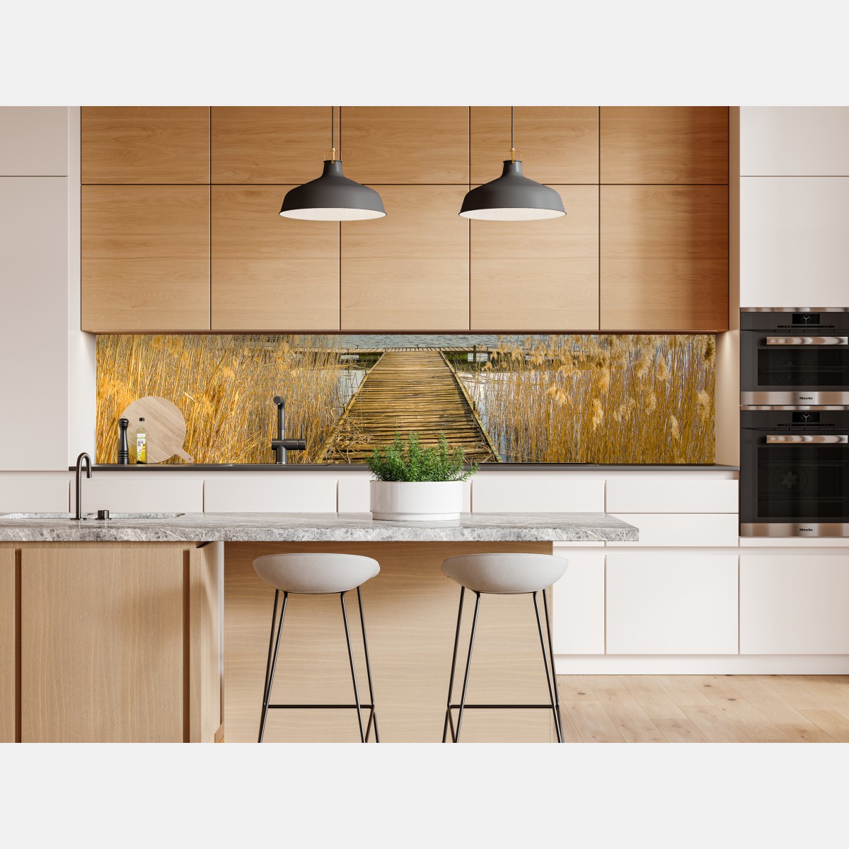 Naklejka repozycjonowalna drewniany pomost nad spokojnym jeziorem – Wallissimo® Naklejka repozycjonowalna drewniany pomost nad spokojnym jeziorem – Wallissimo®