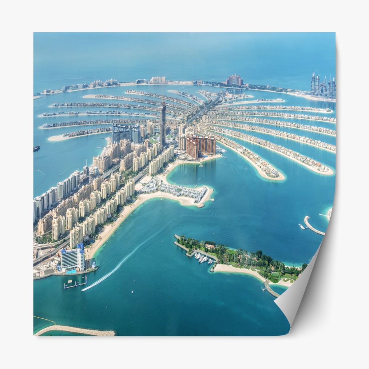 Repositionable sticker aerial view of Palm Jumeirah, Dubai