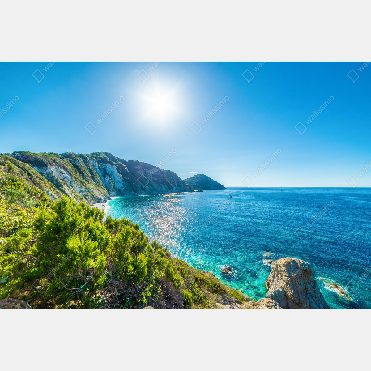 Naklejka repozycjonowalna słoneczna panorama plaży Sansone, Elba – Wallissimo® Naklejka repozycjonowalna słoneczna panorama plaży Sansone, Elba – Wallissimo®