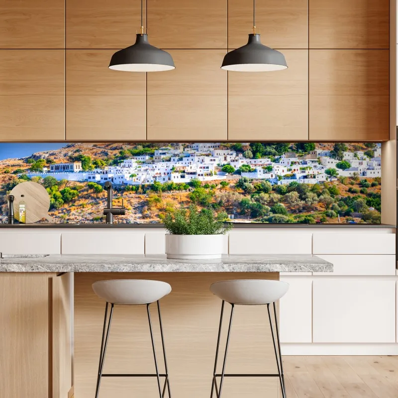 Naklejka repozycjonowalna Lindos: akropol nad białą wioską, Rodos – Wallissimo® Naklejka repozycjonowalna Lindos: akropol nad białą wioską, Rodos – Wallissimo®