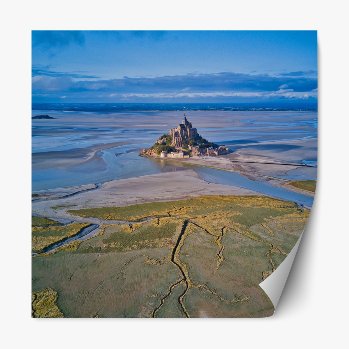 Repositionable sticker Mont Saint-Michel aerial landscape