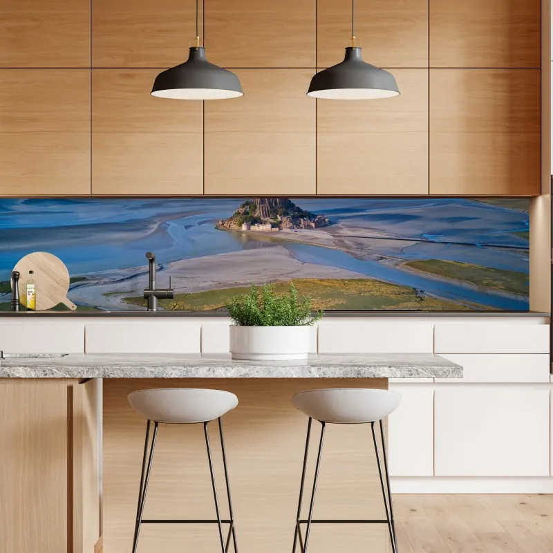 Naklejka repozycjonowalna Mont Saint-Michel widok z lotu ptaka – Wallissimo® Naklejka repozycjonowalna Mont Saint-Michel widok z lotu ptaka – Wallissimo®