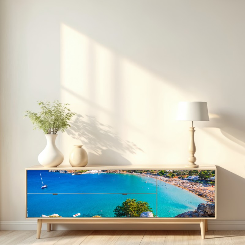 Naklejka repozycjonowalna turkusowa zatoka w Lindos, Rodos – Wallissimo® Naklejka repozycjonowalna turkusowa zatoka w Lindos, Rodos – Wallissimo®