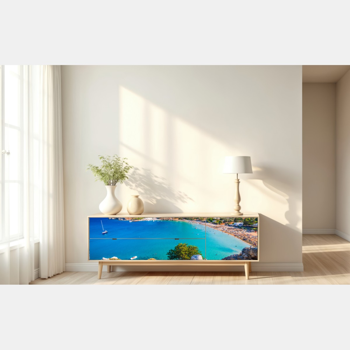 Naklejka repozycjonowalna turkusowa zatoka w Lindos, Rodos – Wallissimo® Naklejka repozycjonowalna turkusowa zatoka w Lindos, Rodos – Wallissimo®