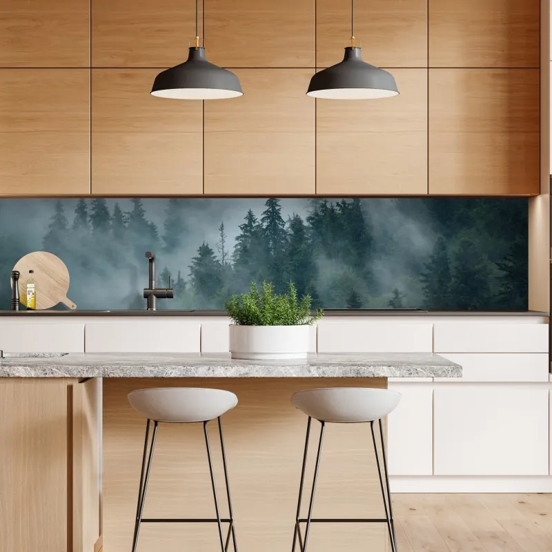 Naklejka repozycjonowalna mglisty iglasty las – Wallissimo® Naklejka repozycjonowalna mglisty iglasty las – Wallissimo®