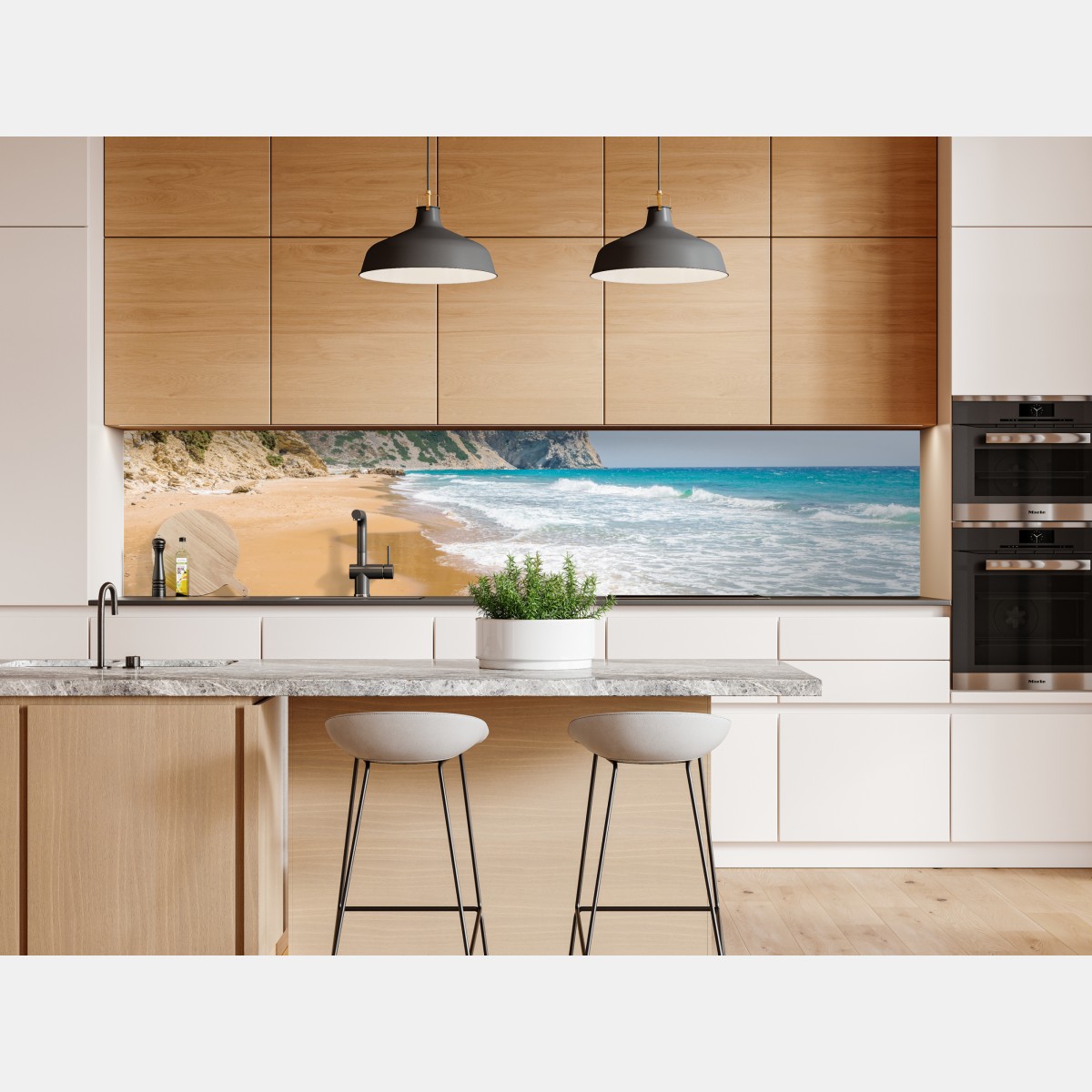 Naklejka repozycjonowalna słoneczna turkusowa plaża z klifami – Wallissimo® Naklejka repozycjonowalna słoneczna turkusowa plaża z klifami – Wallissimo®