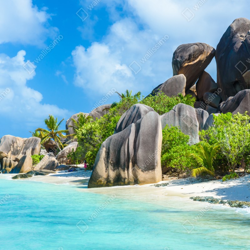 Naklejka repozycjonowalna plaża Anse Source d'Argent, La Digue – Wallissimo® Naklejka repozycjonowalna plaża Anse Source d'Argent, La Digue – Wallissimo®