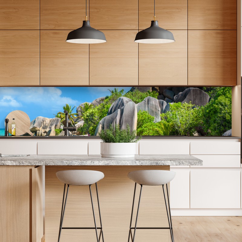 Naklejka repozycjonowalna plaża Anse Source d'Argent, La Digue – Wallissimo® Naklejka repozycjonowalna plaża Anse Source d'Argent, La Digue – Wallissimo®