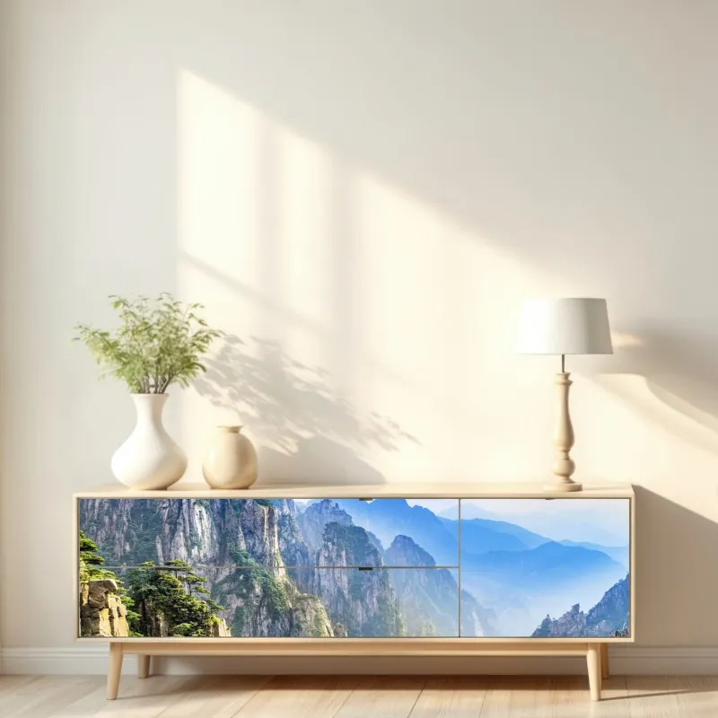 Naklejka repozycjonowalna mglista panorama górska – Wallissimo® Naklejka repozycjonowalna mglista panorama górska – Wallissimo®