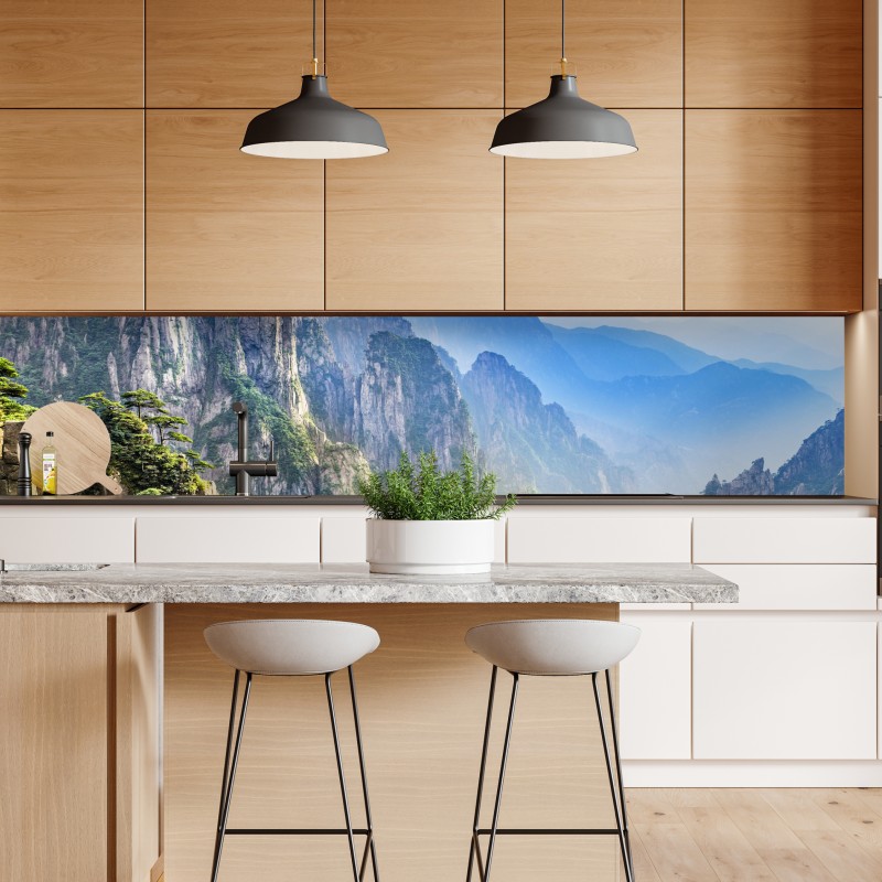 Naklejka repozycjonowalna mglista panorama górska – Wallissimo® Naklejka repozycjonowalna mglista panorama górska – Wallissimo®