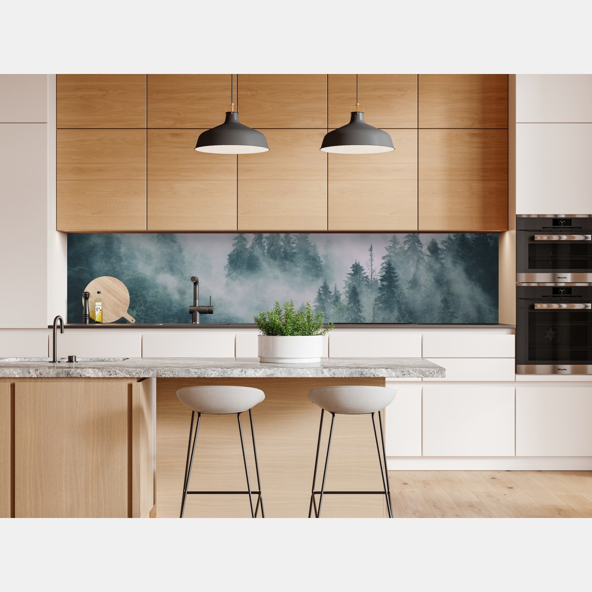 Naklejka repozycjonowalna mglisty las iglasty – Wallissimo® Naklejka repozycjonowalna mglisty las iglasty – Wallissimo®