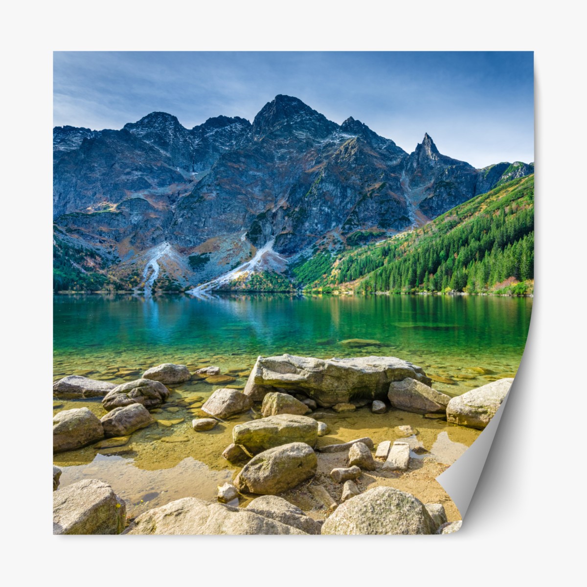 Repositionable sticker Morskie Oko emerald lake in Tatra Mountains