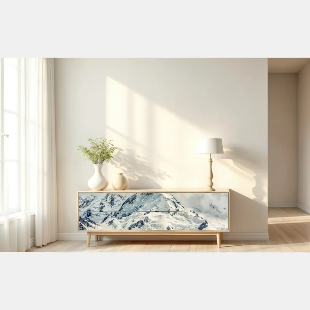 Naklejka repozycjonowalna śnieżny szczyt z lodowcem – Wallissimo® Naklejka repozycjonowalna śnieżny szczyt z lodowcem – Wallissimo®