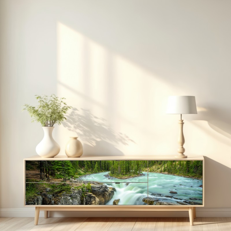 Naklejka repozycjonowalna mglisty wąwóz przy Upper Sunwapta Falls, Jasper National Park – Wallissimo® Naklejka repozycjonowalna mglisty wąwóz przy Upper Sunwapta Falls, Jasper National Park – Wallissimo®