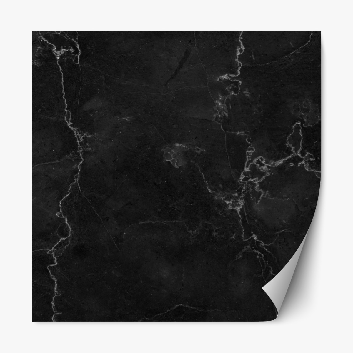 Repositionable sticker black marble veined pattern