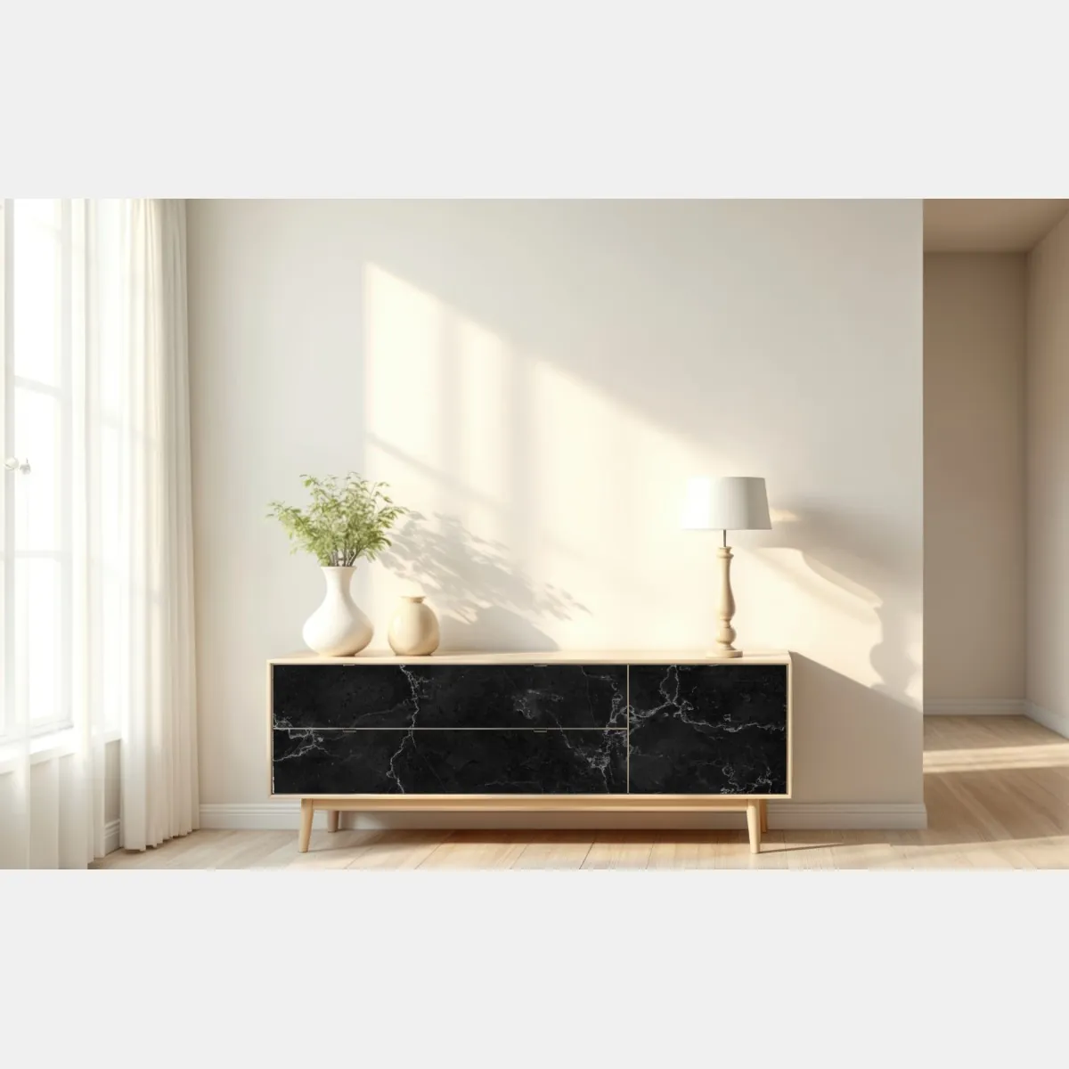 Naklejka repozycjonowalna czarna faktura marmuru – Wallissimo® Naklejka repozycjonowalna czarna faktura marmuru – Wallissimo®