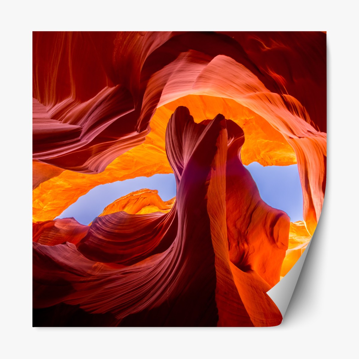 Repositionable sticker sunlit slot canyon vibrant sandstone curves