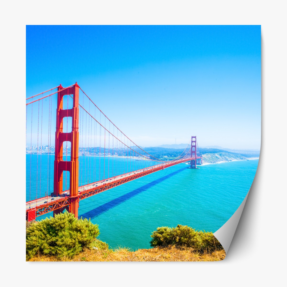 Repositionable sticker Golden Gate Bridge over San Francisco bay